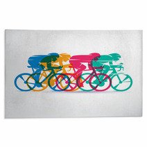Cycling Race Stylized Background Cyclist Vector Silhouettes Rugs 134831594
