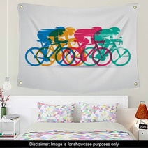 Cycling Race Stylized Background Cyclist Vector Silhouettes Wall Art 134831594