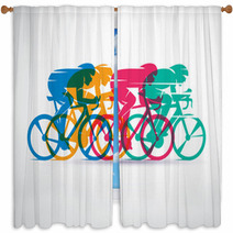 Cycling Race Stylized Background Cyclist Vector Silhouettes Window Curtains 134831594