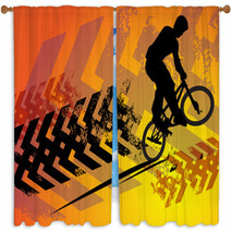 Cyclist Abstract Background Vector Illustration Window Curtains 40194055