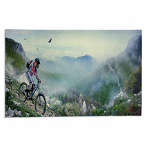 Cyclist In The Mountains Rugs 57000221