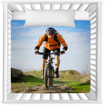 Cyclist Riding The Bike On The Beautiful Mountain Trail Nursery Decor 60212128