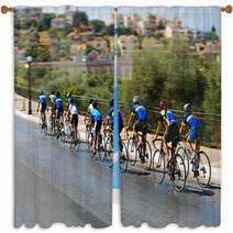 Cyclists During The Race On City Street Window Curtains 96912565