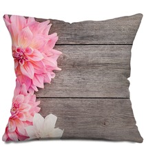 Dahlia On Wooden Background Pillows 62405003