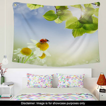 Daisies Field And Ladybug Wall Art 61583104