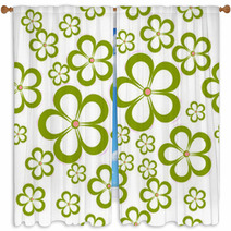 Daisy Floral Seamless Pattern Window Curtains 13012423