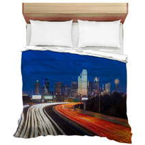 Dallas Downtown Skyline At Night Bedding 50933771