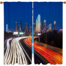 Dallas Downtown Skyline At Night Window Curtains 50933771