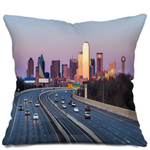 Dallas Downtown Skyline In The Evening Pillows 50933700