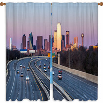 Dallas Downtown Skyline In The Evening Window Curtains 50933700