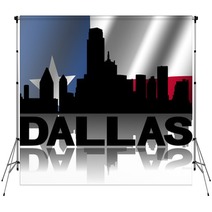 Dallas Skyline Text Reflected Rippled Texan Flag Illustration Backdrops 57682805