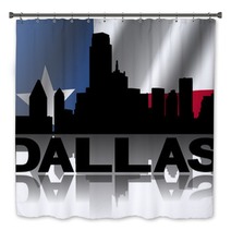 Dallas Skyline Text Reflected Rippled Texan Flag Illustration Bath Decor 57682805
