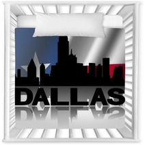 Dallas Skyline Text Reflected Rippled Texan Flag Illustration Nursery Decor 57682805