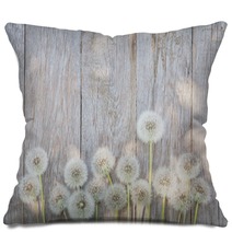 Dandelion Flowers On Wood Pillows 84544830