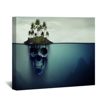 Dangerous Island With Skull Underneath Wall Art 119745379