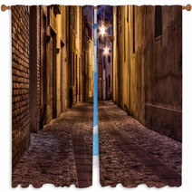 Dark Alley In The Old Town Window Curtains 47228415