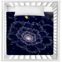 Dark Blue Fractal Flower Navy Nursery Decor 61256081