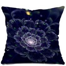 Dark Blue Fractal Flower Navy Pillows 61256081