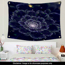 Dark Blue Fractal Flower Navy Wall Art 61256081