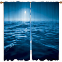 Dark Blue Ocean Window Curtains 64584903