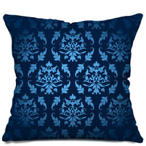 Dark Blue Seamless Flowers/Leafs Pattern Pillows 41825815