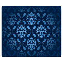 Dark Blue Seamless Flowers/Leafs Pattern Rugs 41825815