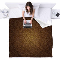 Dark Brown Vintage Wallpaper Design Blankets 47197852