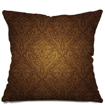 Dark Brown Vintage Wallpaper Design Pillows 47197852