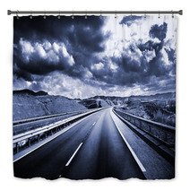 Dark Cloudy Sky And A Long And Winding Road Bath Decor 61402988