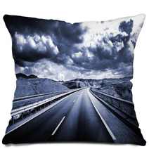 Dark Cloudy Sky And A Long And Winding Road Pillows 61402988