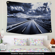 Dark Cloudy Sky And A Long And Winding Road Wall Art 61402988