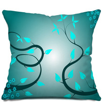 Dark Cyan Floral Background Pillows 6957267