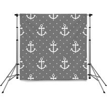 Dark Gray Nautical Anchor Pattern Backdrops 136727027