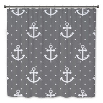 Dark Gray Nautical Anchor Pattern Bath Decor 136727027