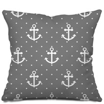 Dark Gray Nautical Anchor Pattern Pillows 136727027