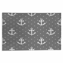 Dark Gray Nautical Anchor Pattern Rugs 136727027