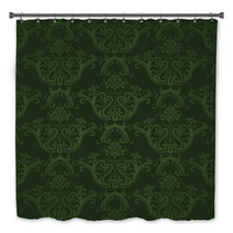 Dark Green Floral Wallpaper Bath Decor 29442781