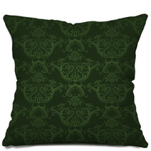 Dark Green Floral Wallpaper Pillows 29442781