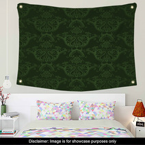 Dark Green Floral Wallpaper Wall Art 29442781