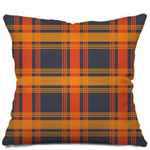 Dark Grey With Orange Color Urban Plaid Pattern Pillows 68157093