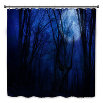 Dark Night Forest Agaist Full Moon Bath Decor 57840009