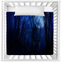 Dark Night Forest Agaist Full Moon Nursery Decor 57840009