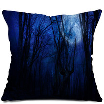Dark Night Forest Agaist Full Moon Pillows 57840009