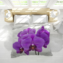 Dark Purple Orchid Isolated On White Background Bedding 60883147