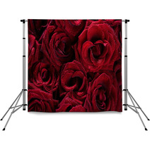 Dark Red With Droplets Red Natural Roses Background Backdrops 44240103