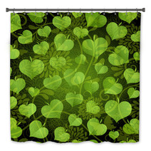 Dark Seamless Pattern With Green Leaves Bath Decor 58347609