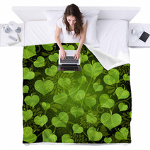 Dark Seamless Pattern With Green Leaves Blankets 58347609