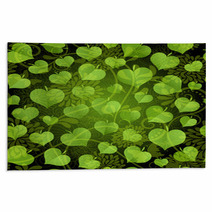 Dark Seamless Pattern With Green Leaves Rugs 58347609