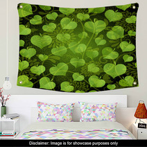 Dark Seamless Pattern With Green Leaves Wall Art 58347609