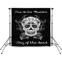 Day Of The Dead A Mexican Festival Dia De Los Muertos Greeting Card Flyer Poster Day Of The Dead Sugar Skull Vector Illustration Backdrops 122512260